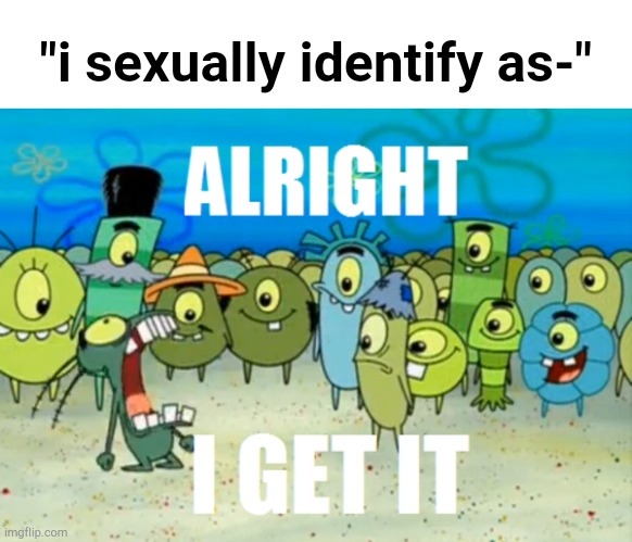 Alright I get It | "i sexually identify as-" | image tagged in alright i get it | made w/ Imgflip meme maker