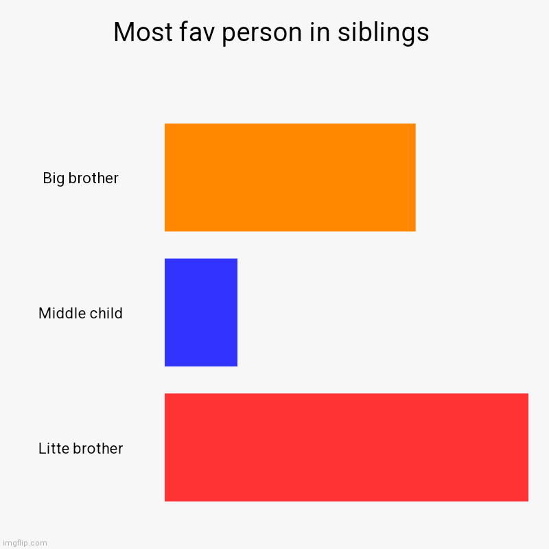 Most fav person in siblings | Big brother, Middle child, Litte brother | image tagged in charts,bar charts | made w/ Imgflip chart maker