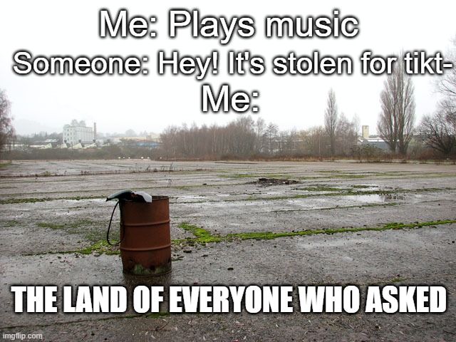 no no | Me: Plays music; Someone: Hey! It's stolen for tikt-; Me:; THE LAND OF EVERYONE WHO ASKED | image tagged in everyone who asked,who asked,funny,memes,gifs,demotivationals | made w/ Imgflip meme maker