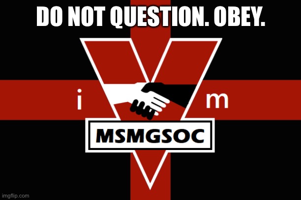 MSMGSOC flag | DO NOT QUESTION. OBEY. | image tagged in msmgsoc flag | made w/ Imgflip meme maker