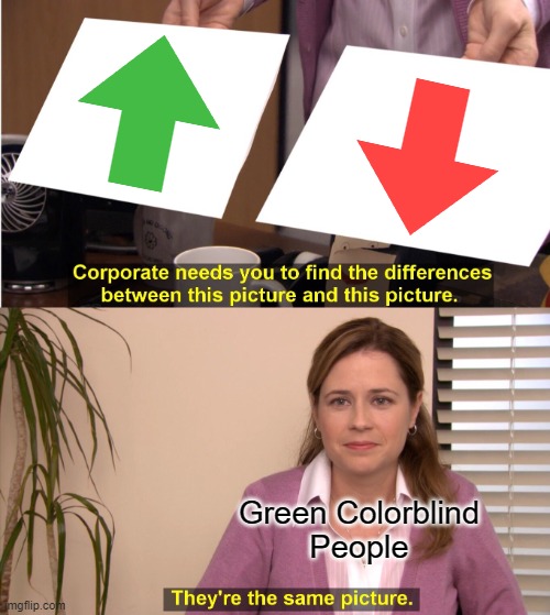 They're The Same Picture | Green Colorblind
People | image tagged in memes,they're the same picture | made w/ Imgflip meme maker