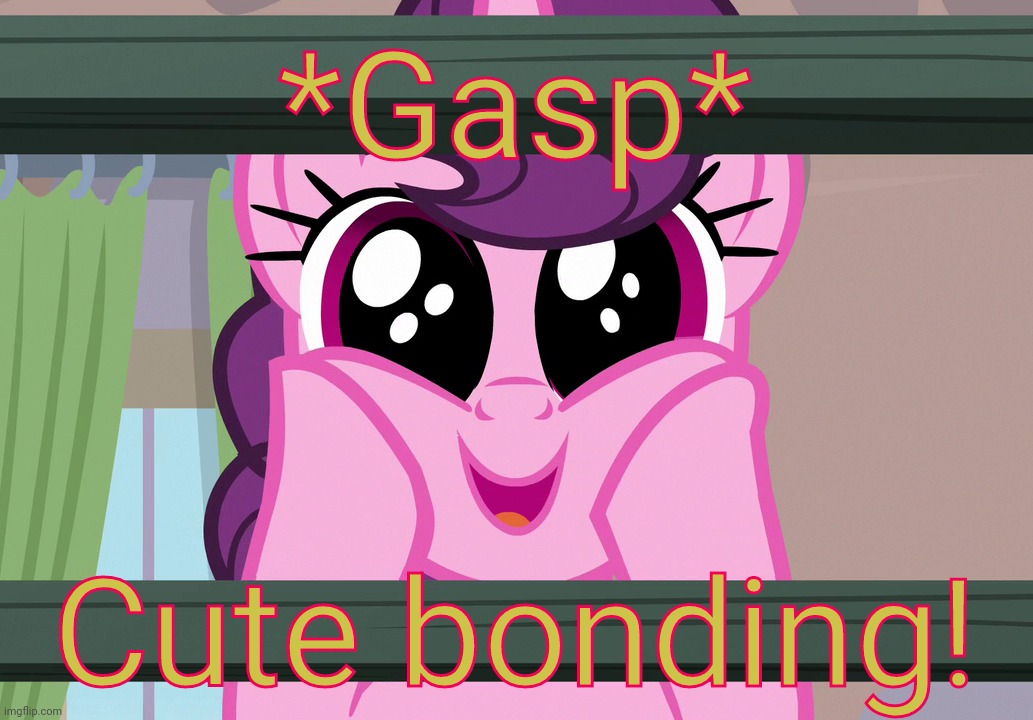 Surprised Sugar Belle (MLP) | *Gasp* Cute bonding! | image tagged in surprised sugar belle mlp | made w/ Imgflip meme maker