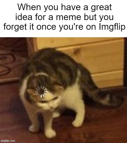 Fun fact: I forgot to make this several times looking for a good template! |  When you have a great idea for a meme but you forget it once you're on Imgflip | image tagged in loading cat | made w/ Imgflip meme maker