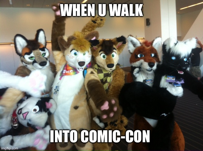 Furries | WHEN U WALK; INTO COMIC-CON | image tagged in furries | made w/ Imgflip meme maker