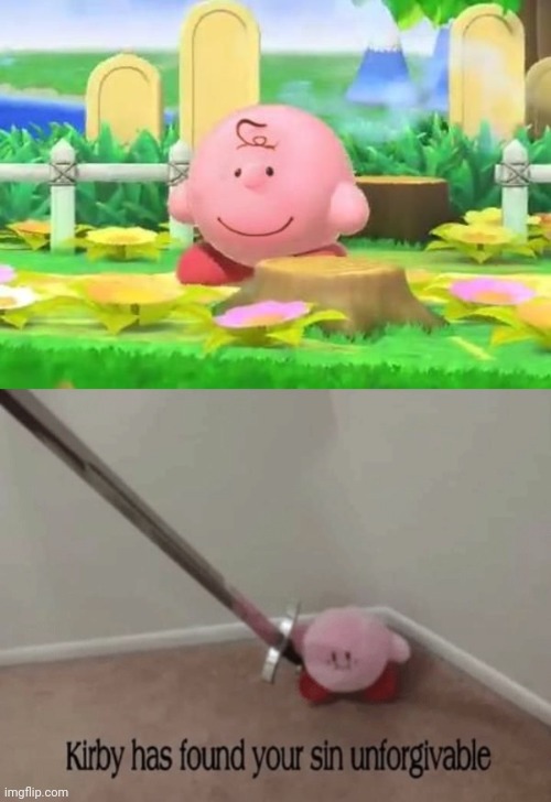 Charlie Kirby Brown | image tagged in kirby has found your sin unforgivable,charlie brown,kirby,cursed image,memes,meme | made w/ Imgflip meme maker