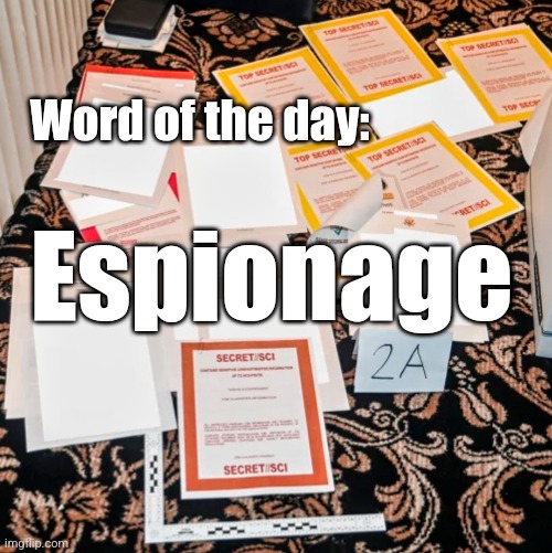 Espionage... | Word of the day:; Espionage | image tagged in donald trump,fbi | made w/ Imgflip meme maker