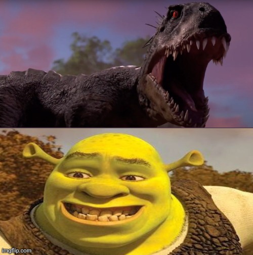 Scorpios Rex vs Shrek (Who would win) | image tagged in jurassic park,jurassic world,shrek,crossover,who would win | made w/ Imgflip meme maker