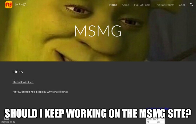 SHOULD I KEEP WORKING ON THE MSMG SITE? | made w/ Imgflip meme maker