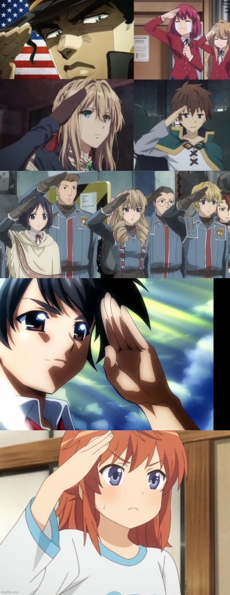 Saluting | image tagged in anime salute,tomoki salute,shap | made w/ Imgflip meme maker