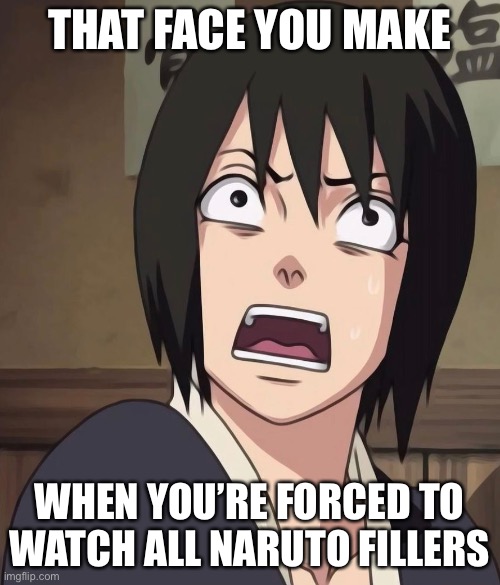 Why Naruto Fillers?! | THAT FACE YOU MAKE; WHEN YOU’RE FORCED TO WATCH ALL NARUTO FILLERS | image tagged in shizune,naruto fillers,that face you make when,memes,naruto shippuden | made w/ Imgflip meme maker