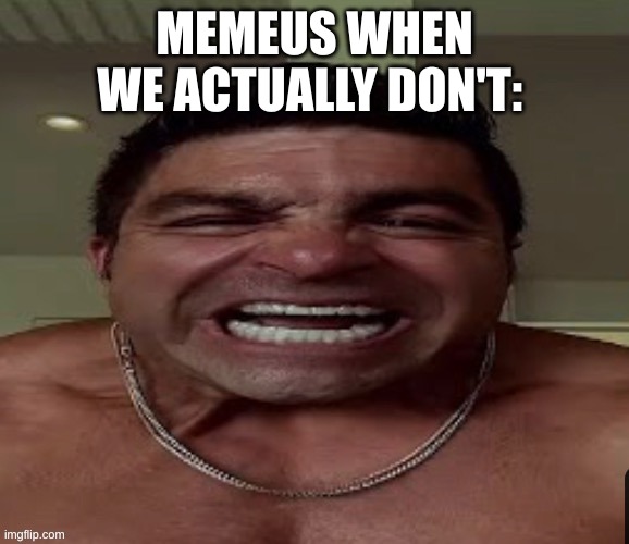 angry guy | MEMEUS WHEN WE ACTUALLY DON'T: | image tagged in angry guy | made w/ Imgflip meme maker