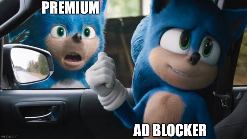 Sonic Movie Old vs New | PREMIUM AD BLOCKER | image tagged in sonic movie old vs new | made w/ Imgflip meme maker