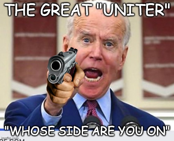 kAmALa Harris | THE GREAT "UNITER"; "WHOSE SIDE ARE YOU ON" | image tagged in joe biden no malarkey | made w/ Imgflip meme maker