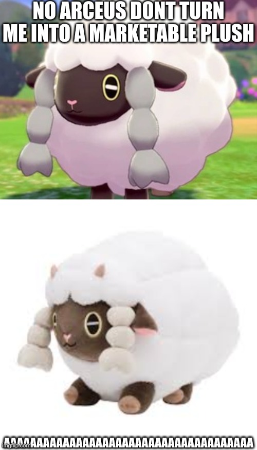 NO ARCEUS DONT TURN ME INTO A MARKETABLE PLUSH; AAAAAAAAAAAAAAAAAAAAAAAAAAAAAAAAAAAAAA | image tagged in wooloo | made w/ Imgflip meme maker