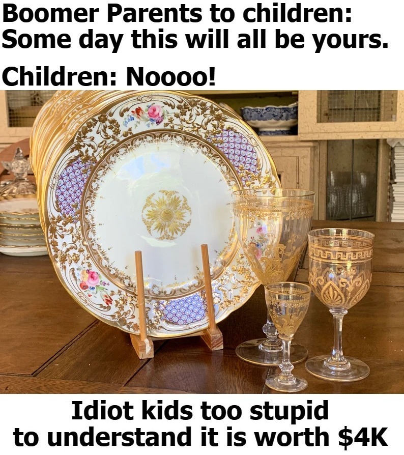 Boomer Parents to children: Some day this will all be yours. | image tagged in stupid millennials,boomer humor millennial humor gen-z humor,millennials,book of idiots,morons,special kind of stupid | made w/ Imgflip meme maker