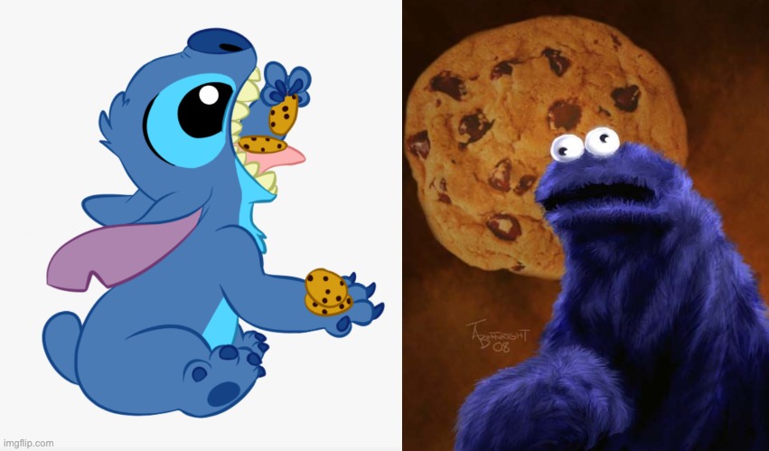 image tagged in cookies,cookie monster,hungry,heartbreak,stitch | made w/ Imgflip meme maker