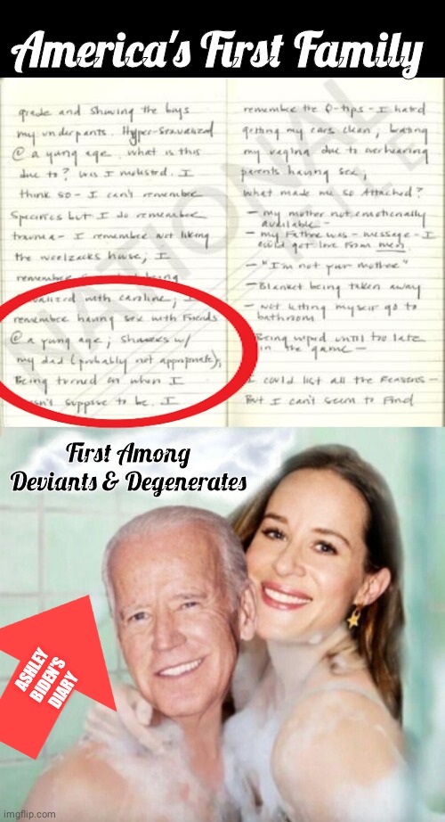 Ashley Biden's diary reveals dirty old joe | America's First Family; First Among Deviants & Degenerates; ASHLEY BIDEN'S DIARY | image tagged in black box,joe and ashley biden in shower | made w/ Imgflip meme maker