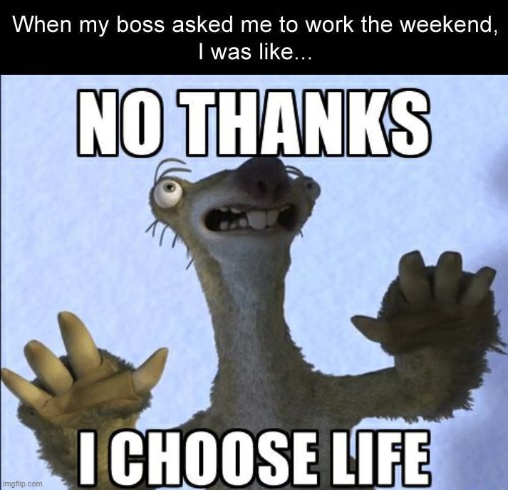 image tagged in no thanks i choose life | made w/ Imgflip meme maker
