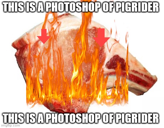 Pigrider the pork chop | THIS IS A PHOTOSHOP OF PIGRIDER; THIS IS A PHOTOSHOP OF PIGRIDER | image tagged in pigrider pork,lion king sucks,lion cringe | made w/ Imgflip meme maker