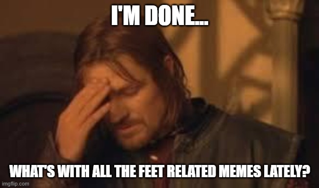 when will Rithika understand. sigh. | I'M DONE... WHAT'S WITH ALL THE FEET RELATED MEMES LATELY? | image tagged in when will rithika understand sigh | made w/ Imgflip meme maker