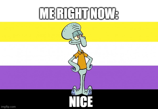 Non-Binary flag | NICE ME RIGHT NOW: | image tagged in non-binary flag | made w/ Imgflip meme maker