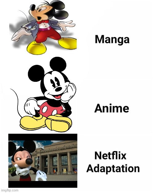 mickey mouse is overrated | image tagged in netflix adaptation,mickey mouse,disney,walt disney,overrated,mascot | made w/ Imgflip meme maker