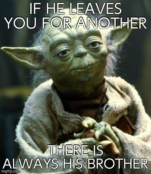 Star Wars Yoda Meme | IF HE LEAVES YOU FOR ANOTHER THERE IS ALWAYS HIS BROTHER | image tagged in memes,star wars yoda | made w/ Imgflip meme maker