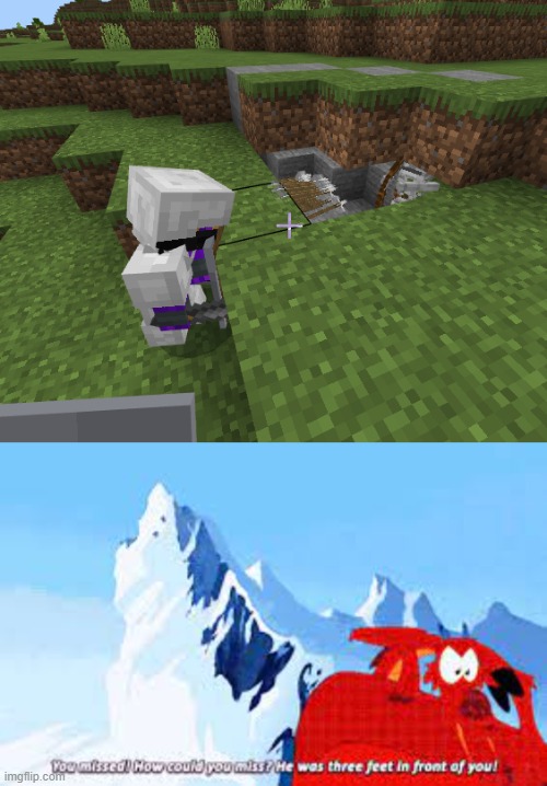 Bruh, the ai is so bad. | image tagged in minecraft,skeleton,shooting,mission failed,miss,bruh moment | made w/ Imgflip meme maker