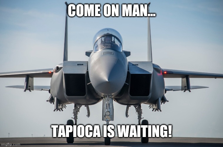 MAGA Conservative: Target Acquired |  COME ON MAN... TAPIOCA IS WAITING! | image tagged in commie pilot,fascists,threatening | made w/ Imgflip meme maker