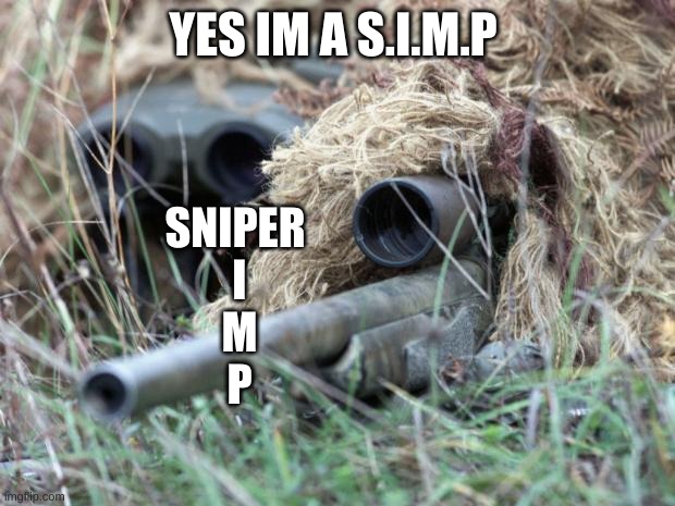 British Sniper Team | YES IM A S.I.M.P SNIPER 
I
M
P | image tagged in british sniper team | made w/ Imgflip meme maker