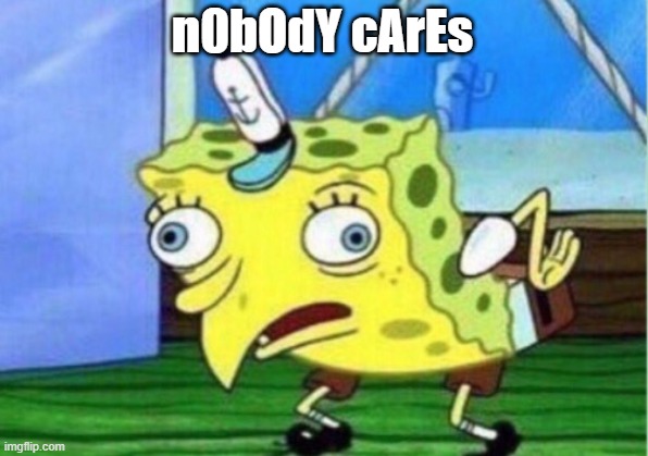 Mocking Spongebob | n0bOdY cArEs | image tagged in memes,mocking spongebob | made w/ Imgflip meme maker