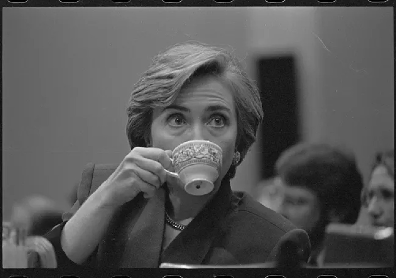 Clinton Drinking Tea Blank Meme Template