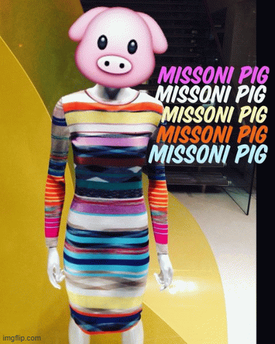 Pretty Pig | image tagged in gifs,fashion,missoni,pretty pig,emooji art,brian einersen | made w/ Imgflip images-to-gif maker
