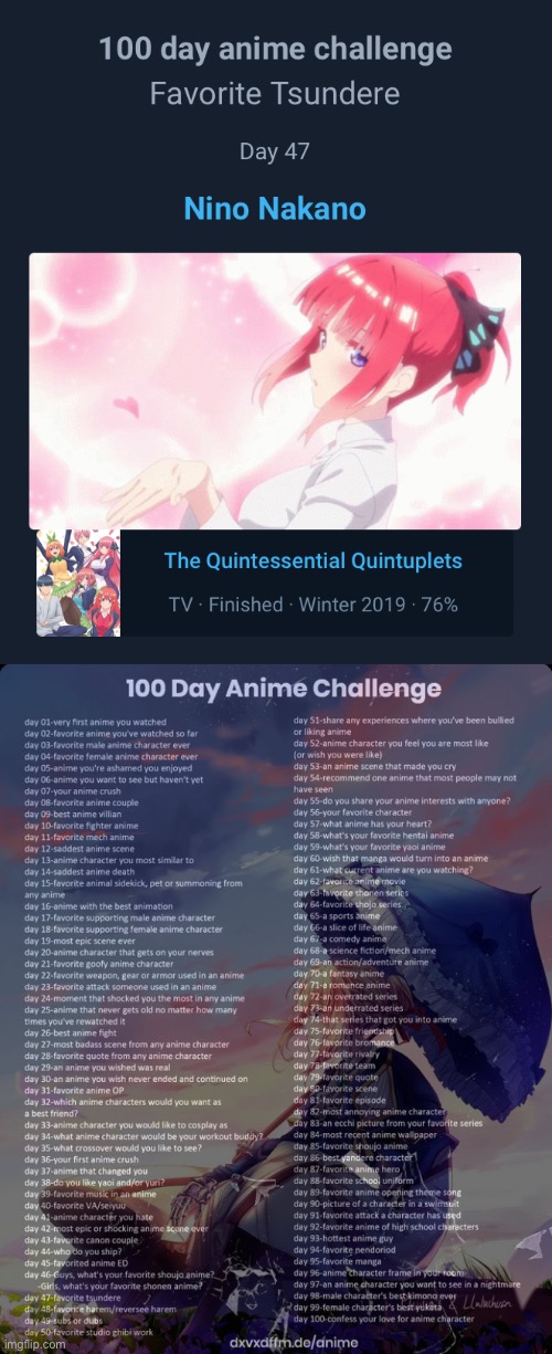 image tagged in 100 day anime challenge | made w/ Imgflip meme maker