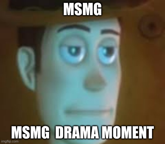 disappointed woody | MSMG; MSMG  DRAMA MOMENT | image tagged in disappointed woody | made w/ Imgflip meme maker