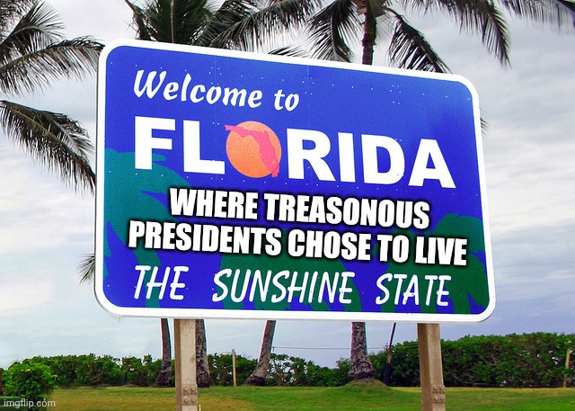 Florida | WHERE TREASONOUS PRESIDENTS CHOSE TO LIVE | image tagged in florida | made w/ Imgflip meme maker