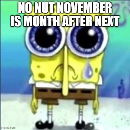Sad Spongebob | NO NUT NOVEMBER IS MONTH AFTER NEXT | image tagged in sad spongebob | made w/ Imgflip meme maker