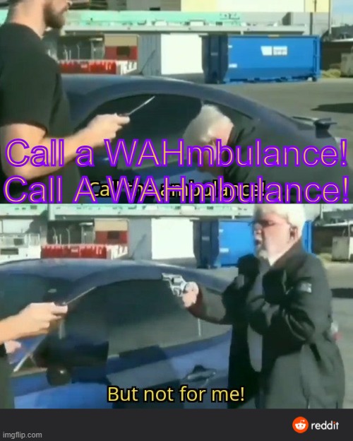 Call and Ambulance, But not for Me | Call a WAHmbulance! Call A WAHmbulance! | image tagged in call and ambulance but not for me | made w/ Imgflip meme maker