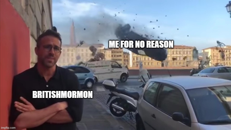 car crash photobombing | ME FOR NO REASON; BRITISHMORMON | image tagged in car crash photobombing | made w/ Imgflip meme maker