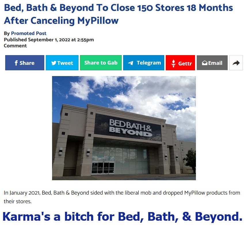 Karma's a bitch for Bed, Bath, & Beyond Imgflip