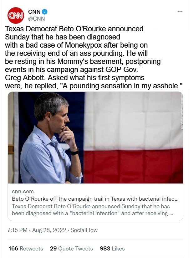 Beto O'Rourke Diagnosed With Monkey Business | image tagged in monkey business,monkeypox,monkeying around,no monkey business,butt sex,anal sex | made w/ Imgflip meme maker