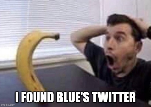 https://twitter.com/TheBigBlueWorld | I FOUND BLUE'S TWITTER | image tagged in memes,funny,twitter,blue,abigblueworld,banana | made w/ Imgflip meme maker