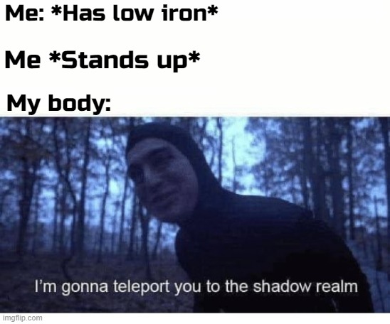 Me: *Has low iron*; Me *Stands up*; My body: | made w/ Imgflip meme maker