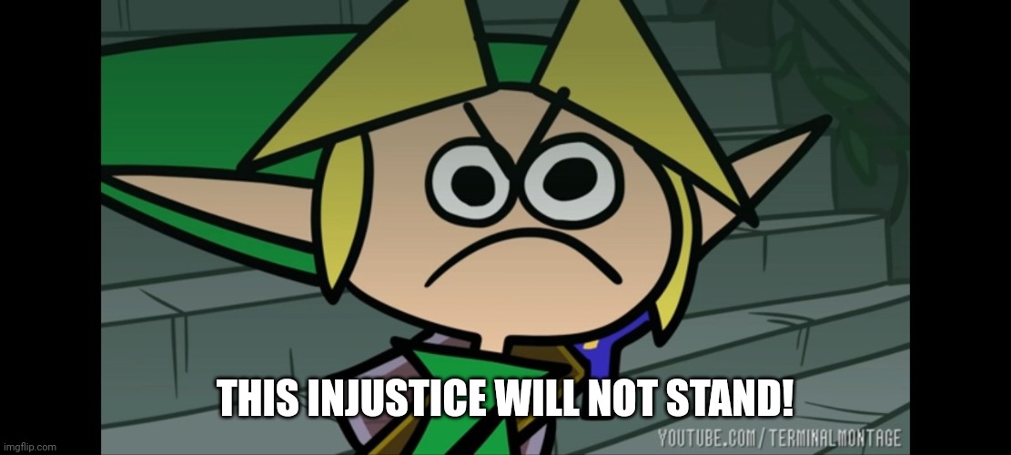 Furious Link | THIS INJUSTICE WILL NOT STAND! | image tagged in furious link | made w/ Imgflip meme maker