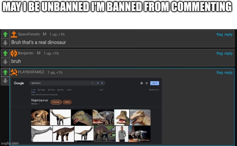 MAY I BE UNBANNED I'M BANNED FROM COMMENTING | made w/ Imgflip meme maker