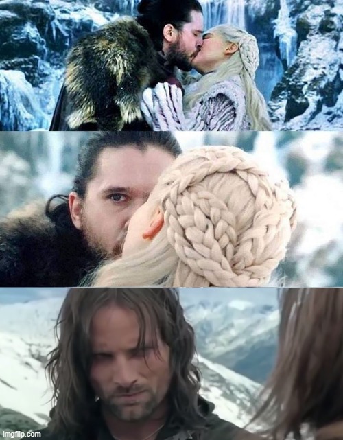 Aragorn behind Jon Snow and Dany | image tagged in drax behind jon and daenerys,lord of the rings,game of thrones | made w/ Imgflip meme maker