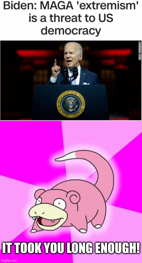 IT TOOK YOU LONG ENOUGH! | image tagged in memes,slowpoke | made w/ Imgflip meme maker