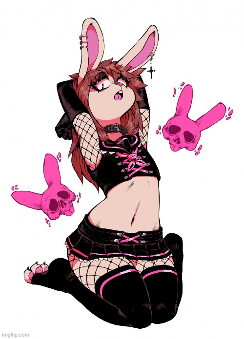 I didn't know bunny skulls included the ears. xD (By Gutter-Bunny) | image tagged in furry,femboy,cute,adorable,goth | made w/ Imgflip meme maker