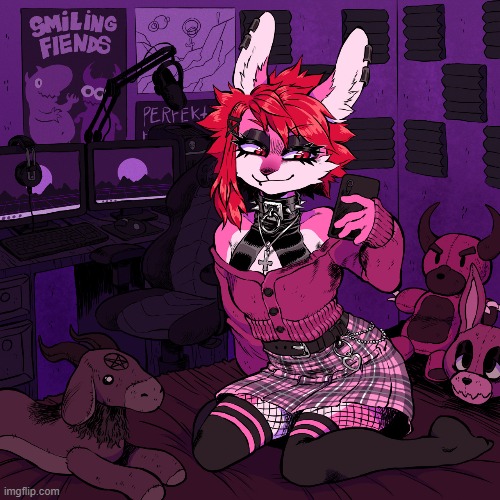 Streamer boi (By Gutter-Bunny) | image tagged in femboy,cute,adorable,streamer,goth,fabulous | made w/ Imgflip meme maker