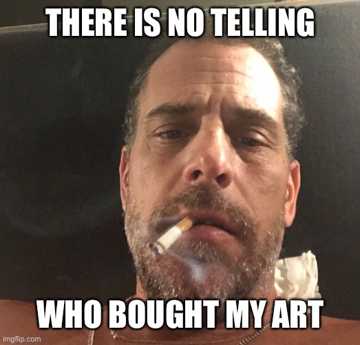 Hunter Biden | THERE IS NO TELLING WHO BOUGHT MY ART | image tagged in hunter biden | made w/ Imgflip meme maker